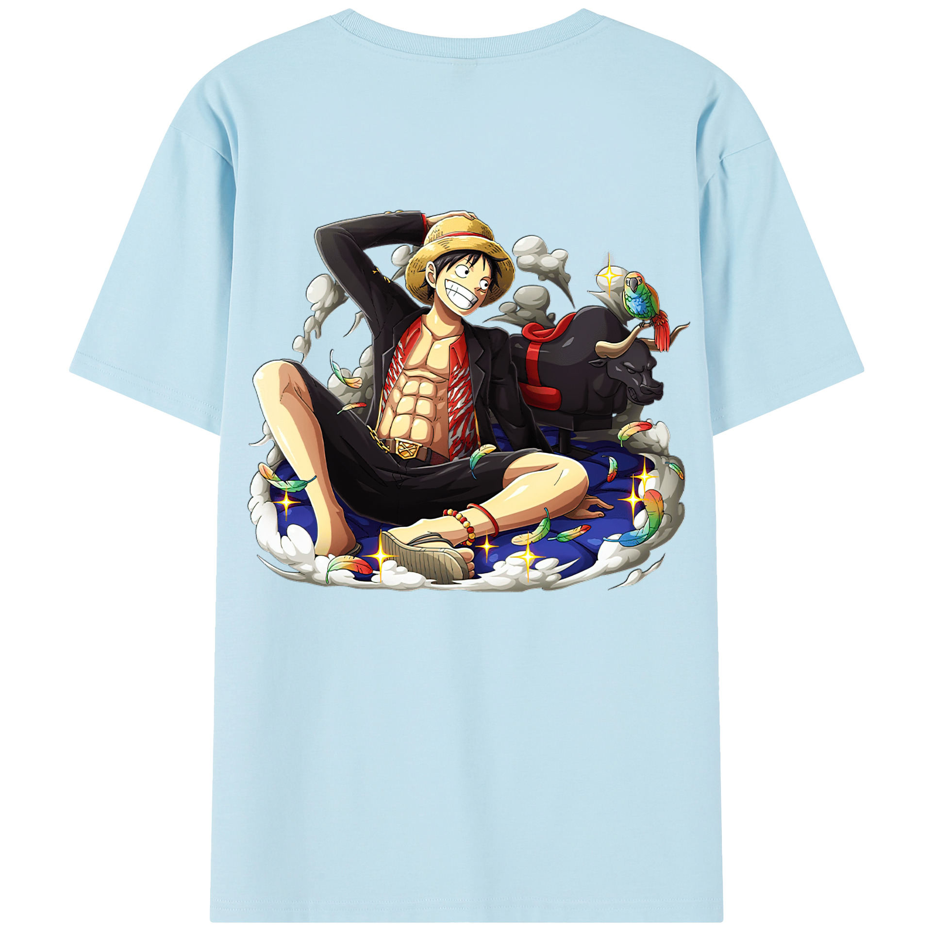 ワンピース モンキー・D・ルフィ ONE PIECE Monkey D. Luffy 綿100％半袖Tシャツ（背面プリント）